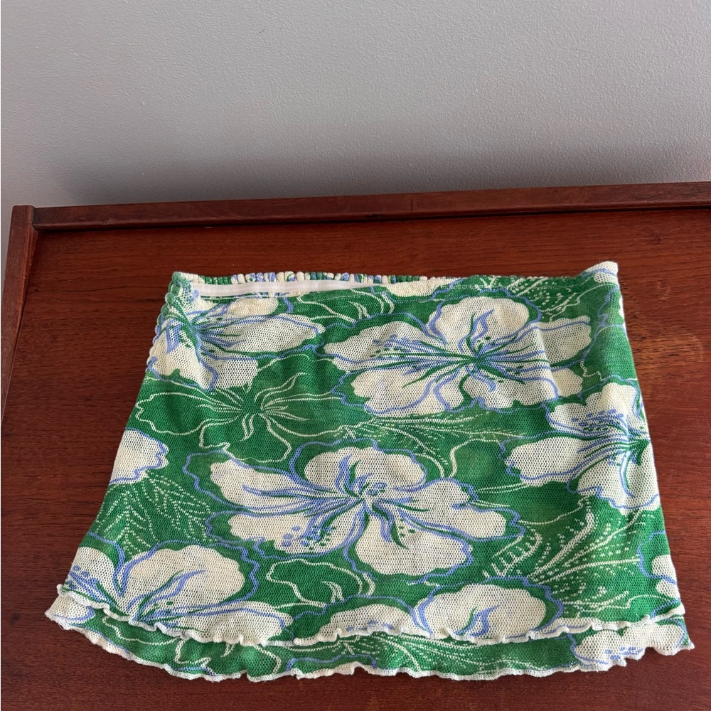 Floral Green and White tube top